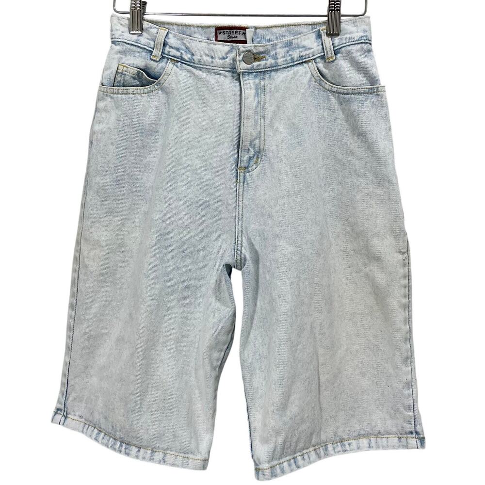Vintage 90s Street Blues Light Wash Jean Shorts High Waisted Baggy Barrel 29"